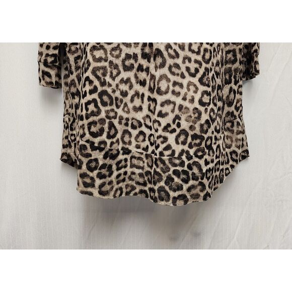 Chico's Leopard Animal Print 2 PC Sheer Tunic Blouse 3/4 Sleeve Color Brown L - Picture 10 of 12